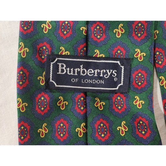 Burberrys Of London Green Paisley Tie - Picture 2 of 4